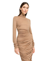 High-necked jersey wool calf-length dress - | Dolce & Gabbana