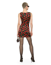 Short cherry-print satin dress - | Dolce & Gabbana