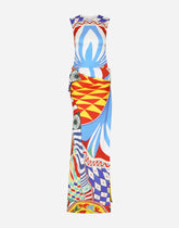 Long Carretto-print charmeuse dress - | Dolce & Gabbana