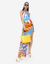 Long Carretto-print charmeuse dress - | Dolce & Gabbana