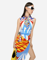 Long Carretto-print charmeuse dress - | Dolce & Gabbana