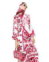 Long Majolica-print organzine dress - | Dolce & Gabbana