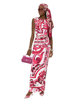 Long Majolica-print organzine dress - | Dolce & Gabbana