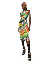 Calf-length sequined Carretto-pattern dress - | Dolce & Gabbana