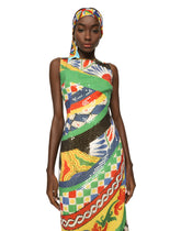 Calf-length sequined Carretto-pattern dress - | Dolce & Gabbana