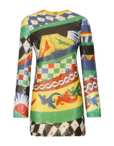 Short sequined Carretto-pattern A-line dress - | Dolce & Gabbana