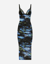 Tulle slip dress with bluebell print - | Dolce & Gabbana