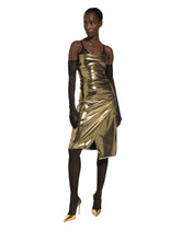 Foiled satin strapless calf-length dress - | Dolce & Gabbana