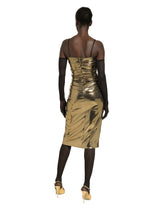 Foiled satin strapless calf-length dress - | Dolce & Gabbana