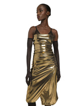 Foiled satin strapless calf-length dress - | Dolce & Gabbana