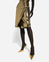Foiled satin strapless calf-length dress - | Dolce & Gabbana