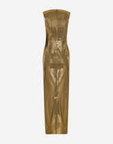 Long foiled satin corset dress - | Dolce & Gabbana