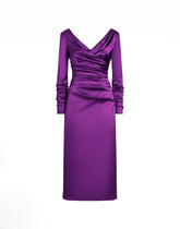 Stretch satin longuette dress - | Dolce & Gabbana