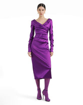 Stretch satin longuette dress - | Dolce & Gabbana
