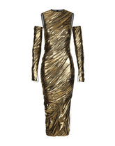 Foiled organzine calf-length dress with gloves - | Dolce & Gabbana