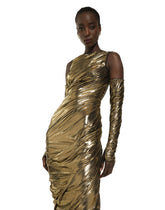 Foiled organzine calf-length dress with gloves - | Dolce & Gabbana