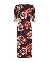 Cady sheath dress with peony print - | Dolce & Gabbana