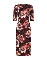 Cady sheath dress with peony print - | Dolce & Gabbana