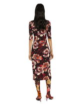 Cady sheath dress with peony print - | Dolce & Gabbana