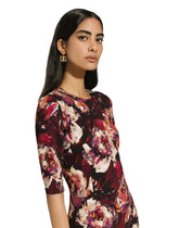 Cady sheath dress with peony print - | Dolce & Gabbana