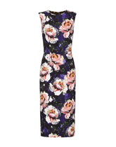 Cady sheath dress with peony print - | Dolce & Gabbana