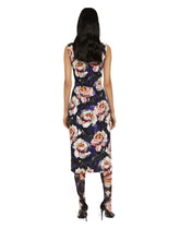 Cady sheath dress with peony print - | Dolce & Gabbana