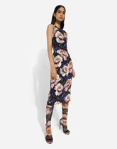 Cady sheath dress with peony print - | Dolce & Gabbana