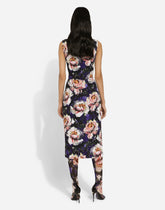 Cady sheath dress with peony print - | Dolce & Gabbana
