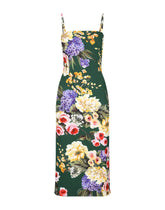 Charmeuse strapless dress with garden print - | Dolce & Gabbana