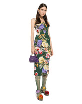 Charmeuse strapless dress with garden print - | Dolce & Gabbana