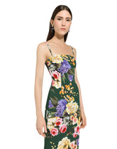 Charmeuse strapless dress with garden print - | Dolce & Gabbana