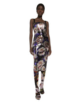 Sequined strapless dress with peony print - | Dolce & Gabbana