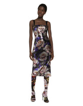 Sequined strapless dress with peony print - | Dolce & Gabbana