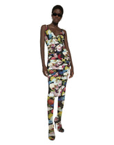 Charmeuse slip dress with nocturnal flower print - | Dolce & Gabbana