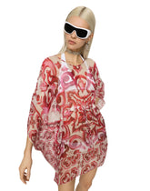 Short majolica-print chiffon caftan - | Dolce & Gabbana