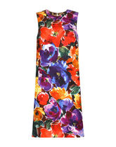 Brocade midi dress with abstract flower print - | Dolce & Gabbana