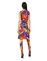 Brocade midi dress with abstract flower print - | Dolce & Gabbana