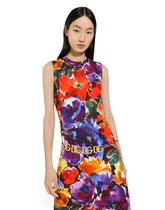 Brocade midi dress with abstract flower print - | Dolce & Gabbana