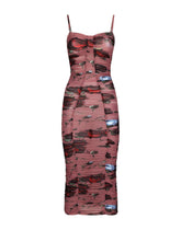 Tulle slip dress with draping and vintage rose print - | Dolce & Gabbana