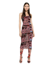 Tulle slip dress with draping and vintage rose print - | Dolce & Gabbana