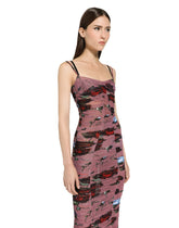 Tulle slip dress with draping and vintage rose print - | Dolce & Gabbana