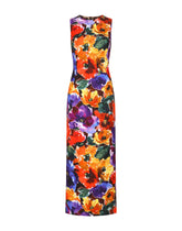 Long brocade dress with abstract flower print - | Dolce & Gabbana