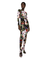 Charmeuse sheath dress with rose garden print - | Dolce & Gabbana