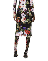Charmeuse sheath dress with rose garden print - | Dolce & Gabbana