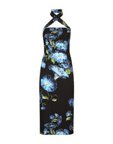 Charmeuse sheath dress with bluebell print - | Dolce & Gabbana