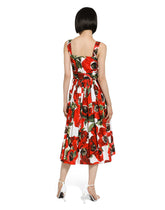 Cotton sun dress with anemone print - | Dolce & Gabbana