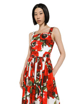 Cotton sun dress with anemone print - | Dolce & Gabbana