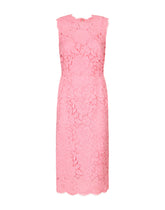 Branded stretch lace calf-length dress - | Dolce & Gabbana
