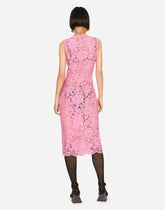 Branded stretch lace calf-length dress - | Dolce & Gabbana