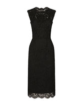 Branded stretch lace calf-length dress - | Dolce & Gabbana